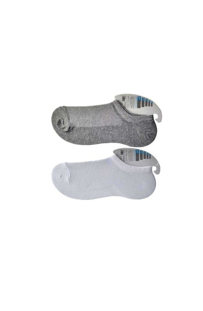Gri ve Beyaz Erkek Görünmez Çorap 15 çift