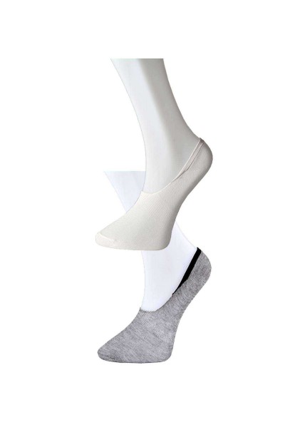 Gri ve Beyaz Kadın Babet Çorap 6 çift