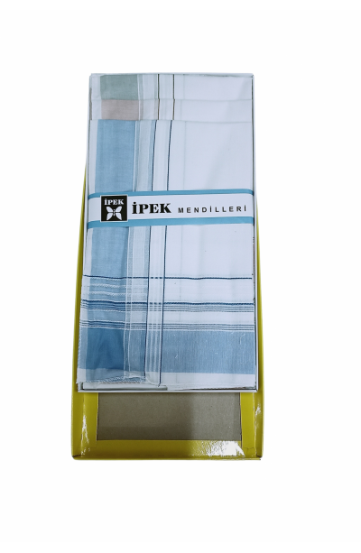 İpek Erkek Çizgili Kutulu Mendil 12 Adet 42x42 cm