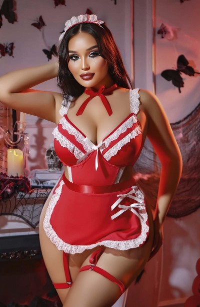 Kadın Büyük Beden Yılbaşı Özel Dantel Detaylı Fantezi Jartiyer Takımı 8012