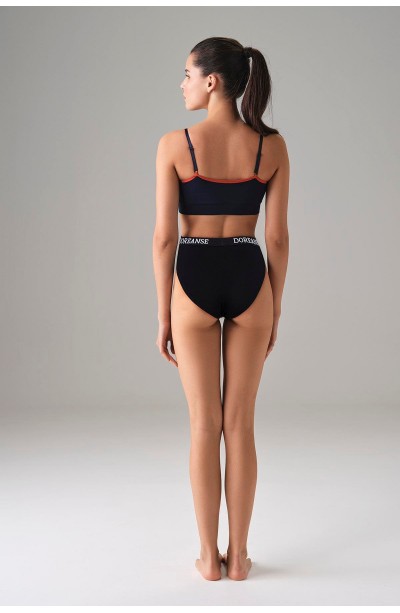Kadın Siyah V Kesim Yüksek Bel Slip 7154