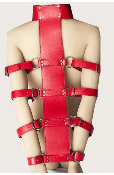 Kırmızı Arkadan Bağlamalı Fantezi Harness Deri Takım 800789