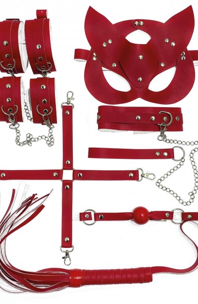 Kırmızı Deri 7 Li Kople Deri Sexi Set 800208
