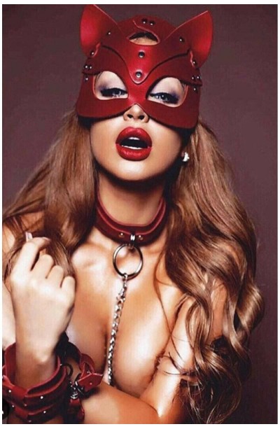 Kırmızı Maske Tasma Ve Bacak Kelepce  Kople Sexi Set 700548