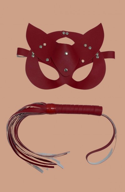 Kırmızı Maskr Kırbaç Deri Sexi Set 800217