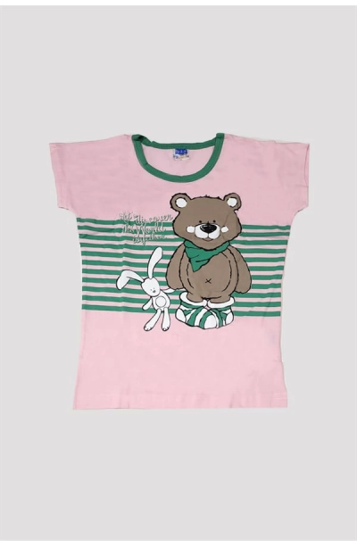 Kız Çocuk Ayıcık Desenli Alt Üst Pijama Takımı