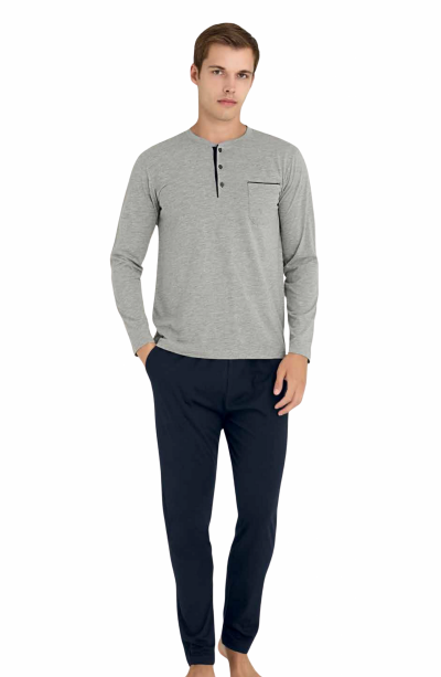 KLY Midi Yaka Erkek Uzun Kollu Kışlık Pijama 9250