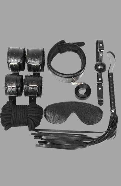 Kol Bacak İp Maske Kelepce Ağız Topu Kople Deri Set 700918