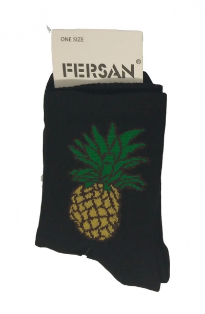 Kolej Kız Ananas Desenli Çorap