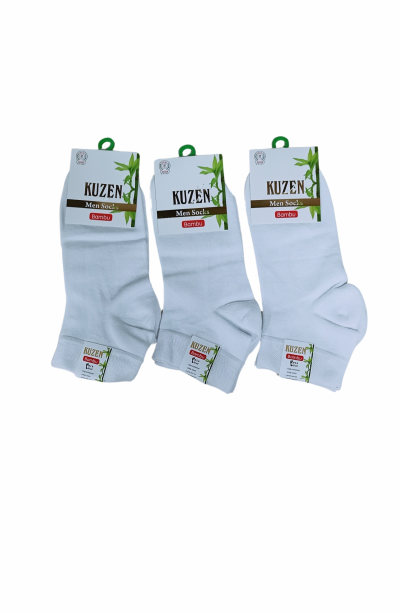 Kuzen Dikişsiz Yarım Konç  Beyaz Bambu Erkek Çorap 6 Adet