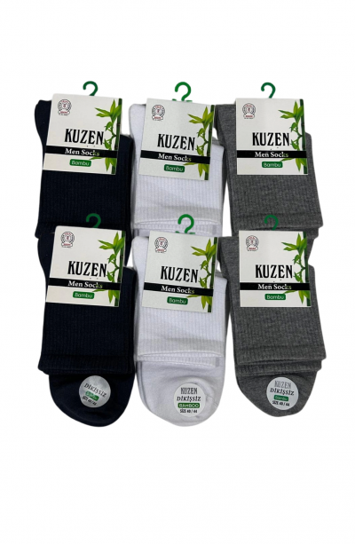 Kuzen Dikişsiz Yarım Konç Bambu Erkek Çorap 6 Adet