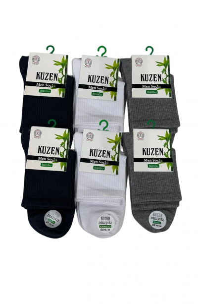 Kuzen Dikişsiz Yarım Konç Bambu Erkek Çorap 12 Adet