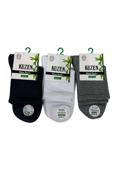 Kuzen Dikişsiz Yarım Konç Bambu Erkek Çorap 12 Adet
