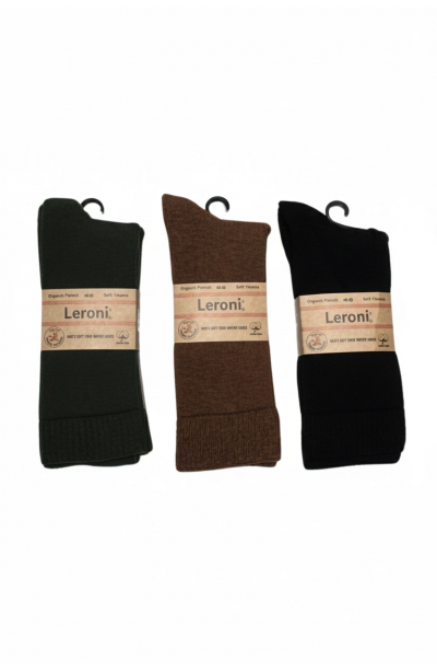 Leroni Dikşsiz Organik Pamuk Termal Havlu Çorap, Bileği Sıkmayan Lastik