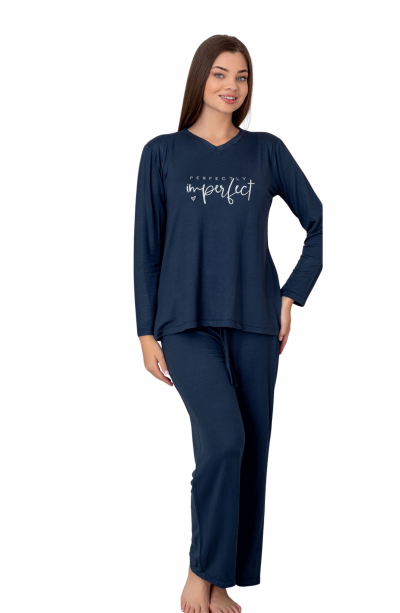 Limissi Lacivert Uzun Kollu kadın Pjamaı 26613