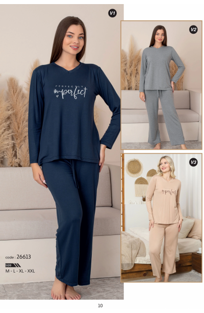 Limissi Lacivert Uzun Kollu kadın Pjamaı 26613