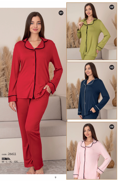 Limissi Önden Düğmeli Kadın Pijaması acivert Renk 26611