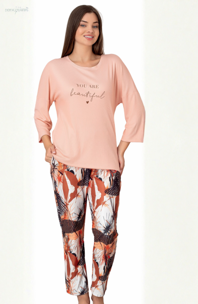 Limissi Somon Rengi Uzun Kollu Kadın Pijaması 26618