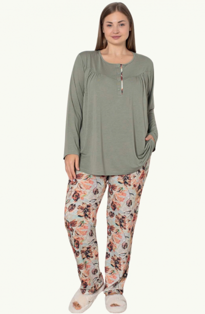 Limissi Viskon Battal Kadın Pijama 24706
