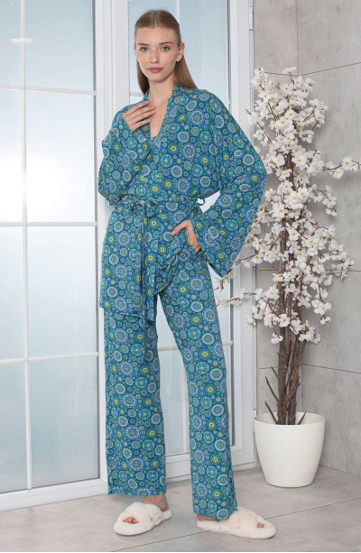 LİMİSSİ VİSKON DESENLİ PİJAMA YAKIMI