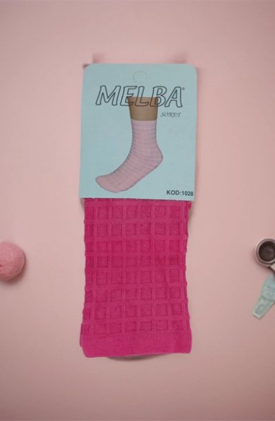 Melba Kareli Polymid Soket Çorap