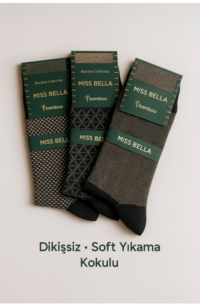 Missbella Bambu Desenli Erkek Çorap 6 ADET