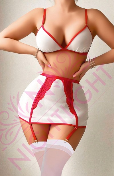 Nightlight Seksi Sütyenli Mini Etekli Fantazi Hemşire Kostümü