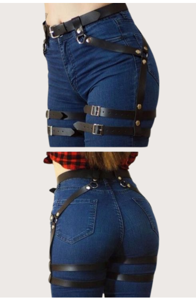 Pantolon Üstüne Çift Bacak Üstüne Bağlamalı Şık Harness şık Suni Deri Kemer 700583