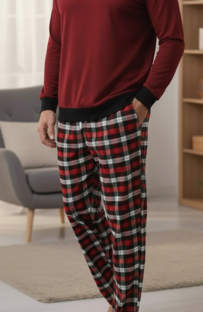 Pijalüx Battal Tek Alt Cepli Ekose Pijama