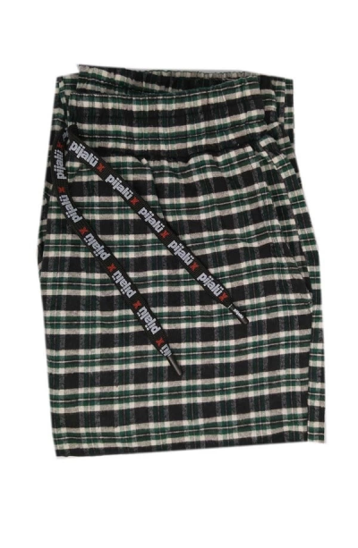 Pijalüx Erkek Kareli Poplin Cepli Alt Pijama