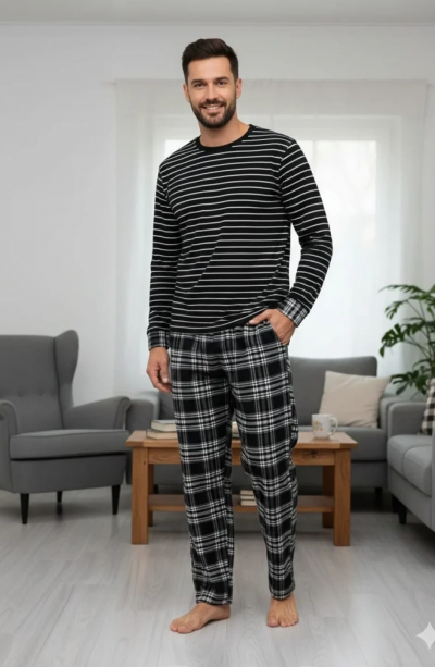 Pijalüx Tek Alt Cepli Ekose Pijama Battal