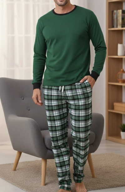 Pijalüx Tek Alt Ekose Kalın Poplin Ev Pantalonu