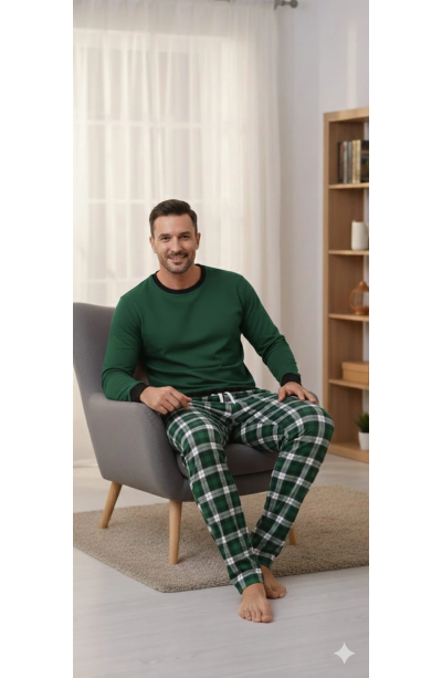 Pijalüx Tek Alt Ekose Kalın Poplin Ev Pantalonu