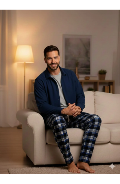 Pijalüx Tek Alt Ekose Kalın Poplin Ev Pantalonu