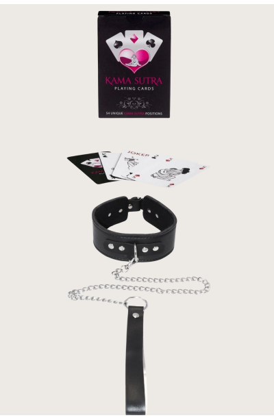 Sexi Görsel Oyun Kartı Siyah Zincirli Tasma  Set model BK1060