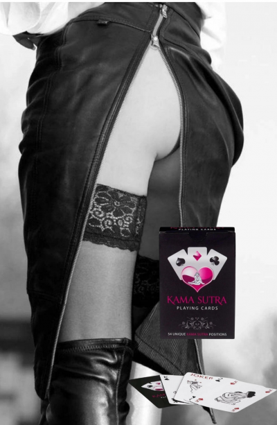 Sexi Görselli Oyun Kartı Kama Sutra Bacak Bantı Dantel İkili Set model BK1026