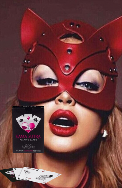Sexi Görselli Oyun Kartı Kama Sutra Kırmızı Maske İkili Setmodel BK1037