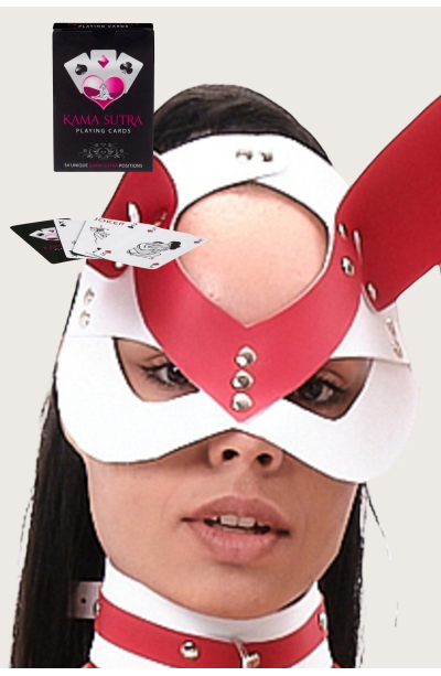 Sexi Görselli Oyun Kartı Kama Sutra Tavşan Kulaklı Maske Set BK1048