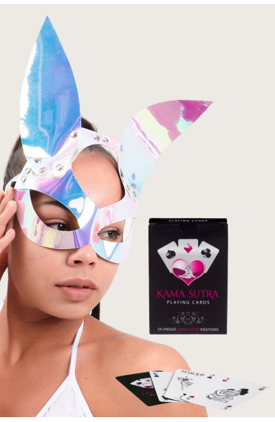 Sexi Görselli Oyun Kartı Kama Sutra gri Maske İkili Set model BK1091