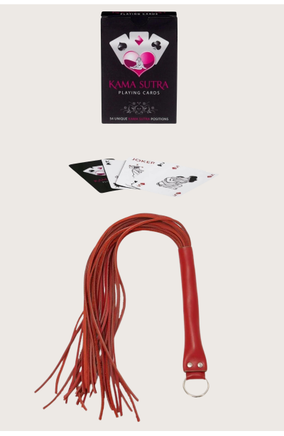 Sexi Görselli Oyun Kartı Kama Sutra Kırmızı Kırbaç İkili set BK1099