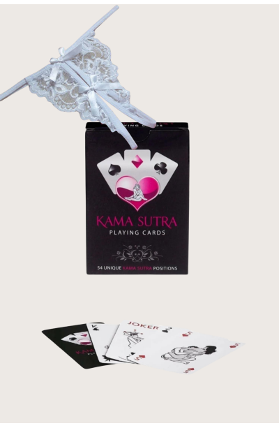 Sexi Görselli Oyun Kartı Kama Sutra ortası açık beyaz tanga külot İkili Set model BK1113