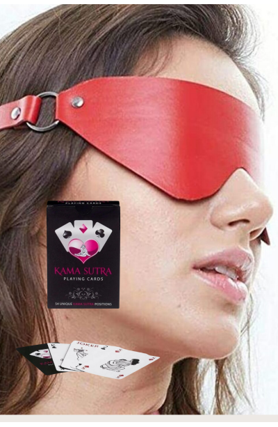 Sexi Görselli Oyun Kartı Kırmızı Göz Bantı  İkli Setmodel BK1088
