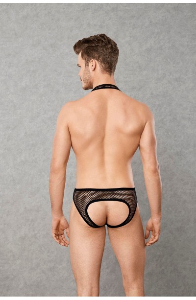 Siyah Erkek File Kumaş Askılı Jockstrap Body 3053