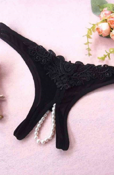 Siyah Fantazi Külot Özel Bölgesi Incili Açık Model 80218S