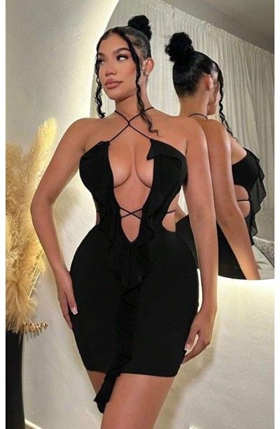 Siyah Fantezi Elbise 5086