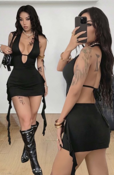 Siyah Fantezi Elbise 5117