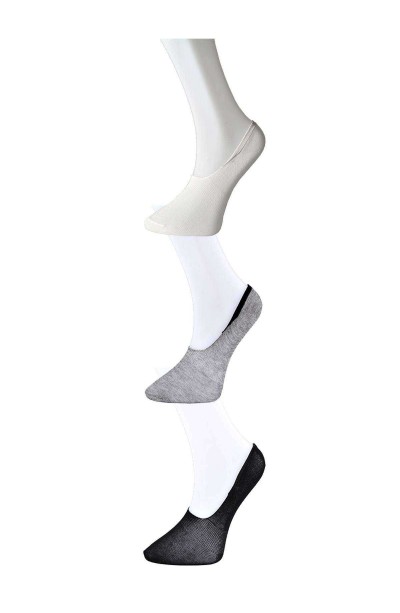 Siyah Gri ve Beyaz Kadın Babet Çorap 3 çift
