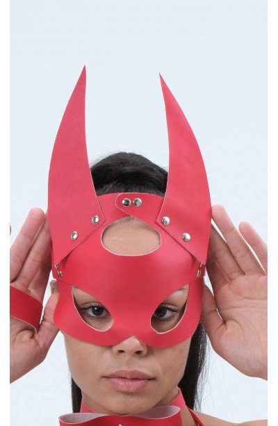 Siyah Harness Fantezi Aksesuar Suni Deri Kırmızı Maske 800431