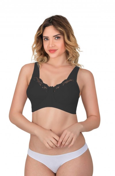 SİYAH MI Emay 181 C Dantelli Toparlayıcı Cotton Sütyen