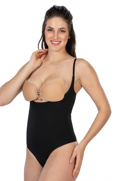 SİYAH MI Emay 2076 Göğüsü Açık String Body Korse